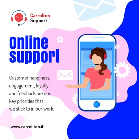 Ontwerpsjabloon van Animated Post van Online Customers Support Consultant on Phone Screen