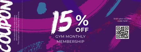 Well-Equipped Gym Membership Sale Offer on Purple Coupon Design Template