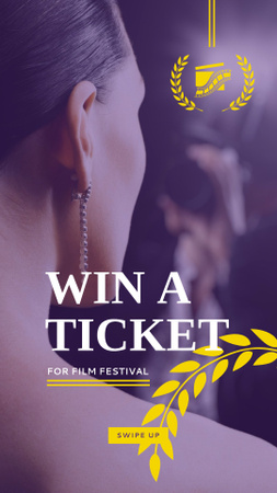 Ontwerpsjabloon van Instagram Story van Film Festival giveaway with actress