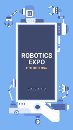 Robotics Exhibition Ad Automated Production Line Instagram Story tervezősablon