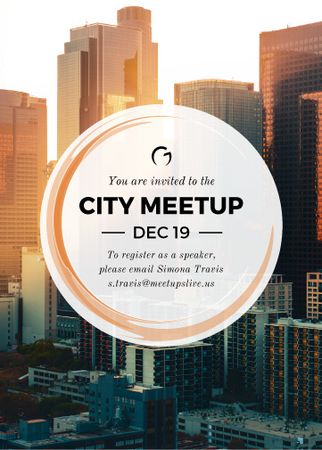 City meetup announcement on Skyscrapers view Invitationデザインテンプレート