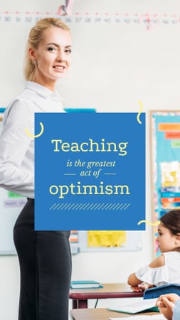Smiling Teacher in classroom Instagram Story Design Template