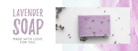 Plantilla de diseño de Handmade Soap Bar with Lavender Facebook cover 