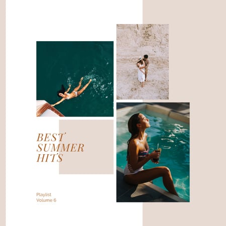 Couple by the Pool in Summer Album Cover Design Template