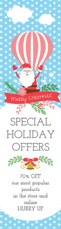 Offer Special Discounts in Honor of Christmas with Cartoon Santa Skyscraper – шаблон для дизайна