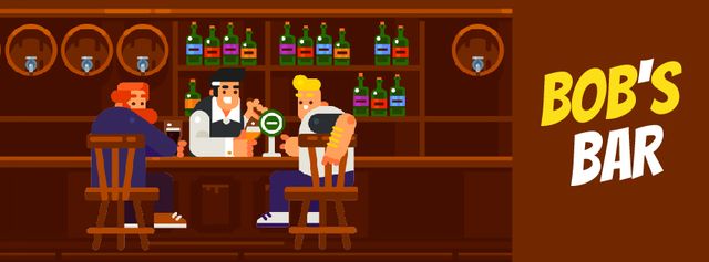 Men enjoying drinks at the bar Facebook Video cover – шаблон для дизайну