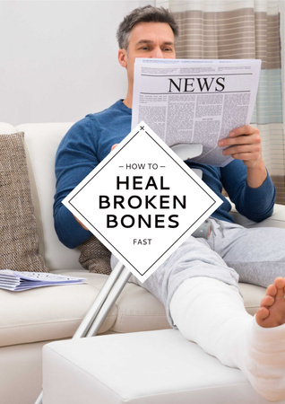 Szablon projektu Man with broken bones sitting on sofa Poster
