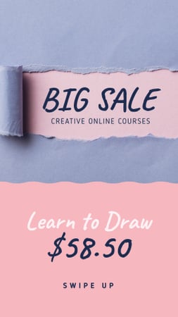 Creative Courses Offer Torn Paper in Blue Instagram Story – шаблон для дизайна
