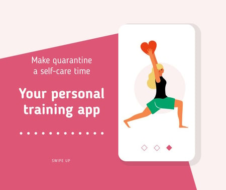 Designvorlage Quarantine Self-Care concept with Woman exercising für Facebook