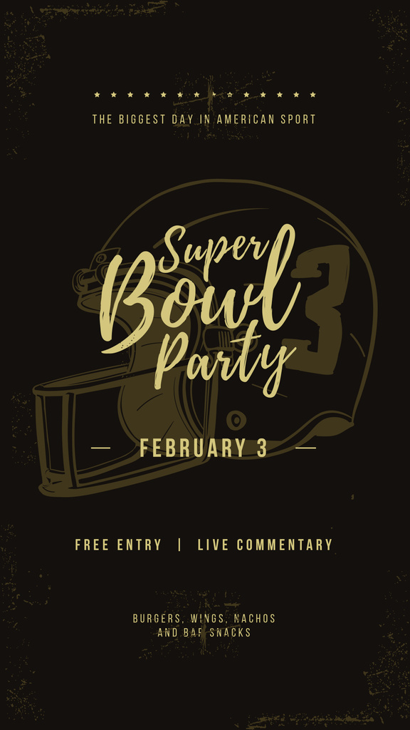 Plantilla de diseño de Superbowl Party Invitation with American football helmet Instagram Story 