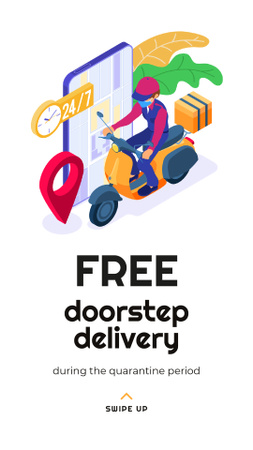 Delivery Services offer with courier during Quarantine Instagram Story Design Template