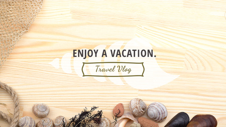 Vacation Inspiration Shells on Wooden Board Youtube Design Template