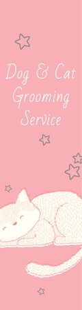 Pet Grooming Service Sleepy Cat in Pink Skyscraper – шаблон для дизайну