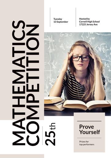 Mathematics Competition Announcement With Thoughtful Girl 