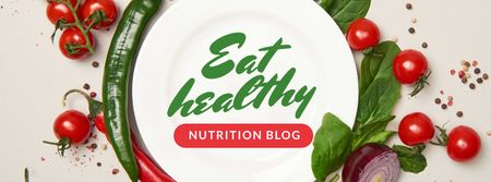 Plantilla de diseño de Nutrition Blog Promotion Healthy Vegetables Frame Facebook cover 