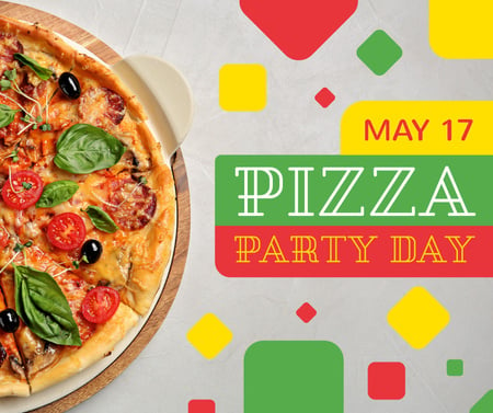 Pizza Party Day hot dish Facebook tervezősablon