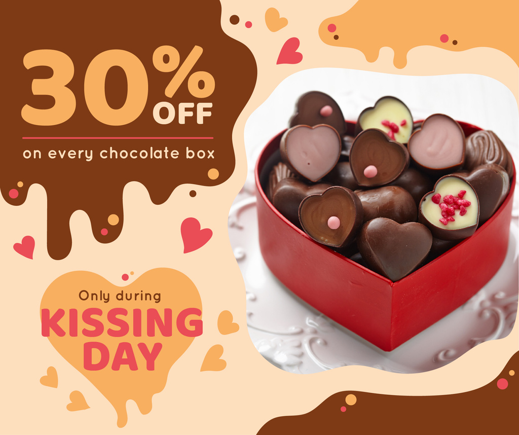 Kissing Day Present Box with Chocolates Facebook Design Template