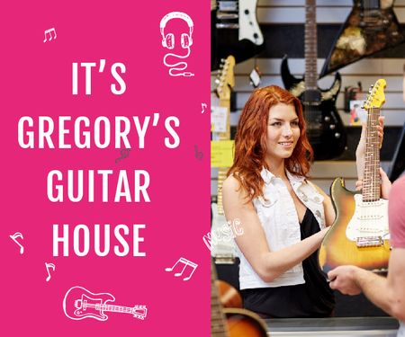 Gregory's guitar house Medium Rectangle Modelo de Design