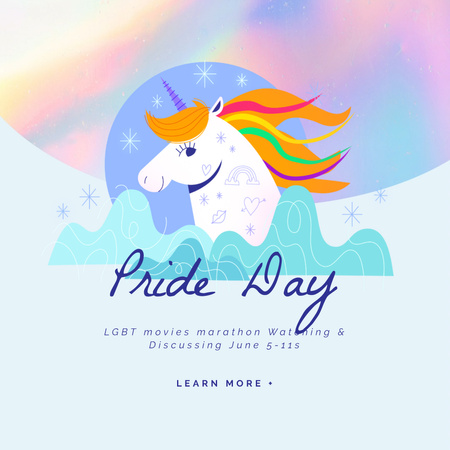 Unicorn with Rainbow Hair Animated Post Design Template