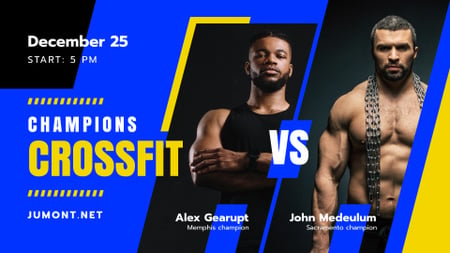 Template di design Crossfit Championship announcement with Muscular Sportsmen FB event cover