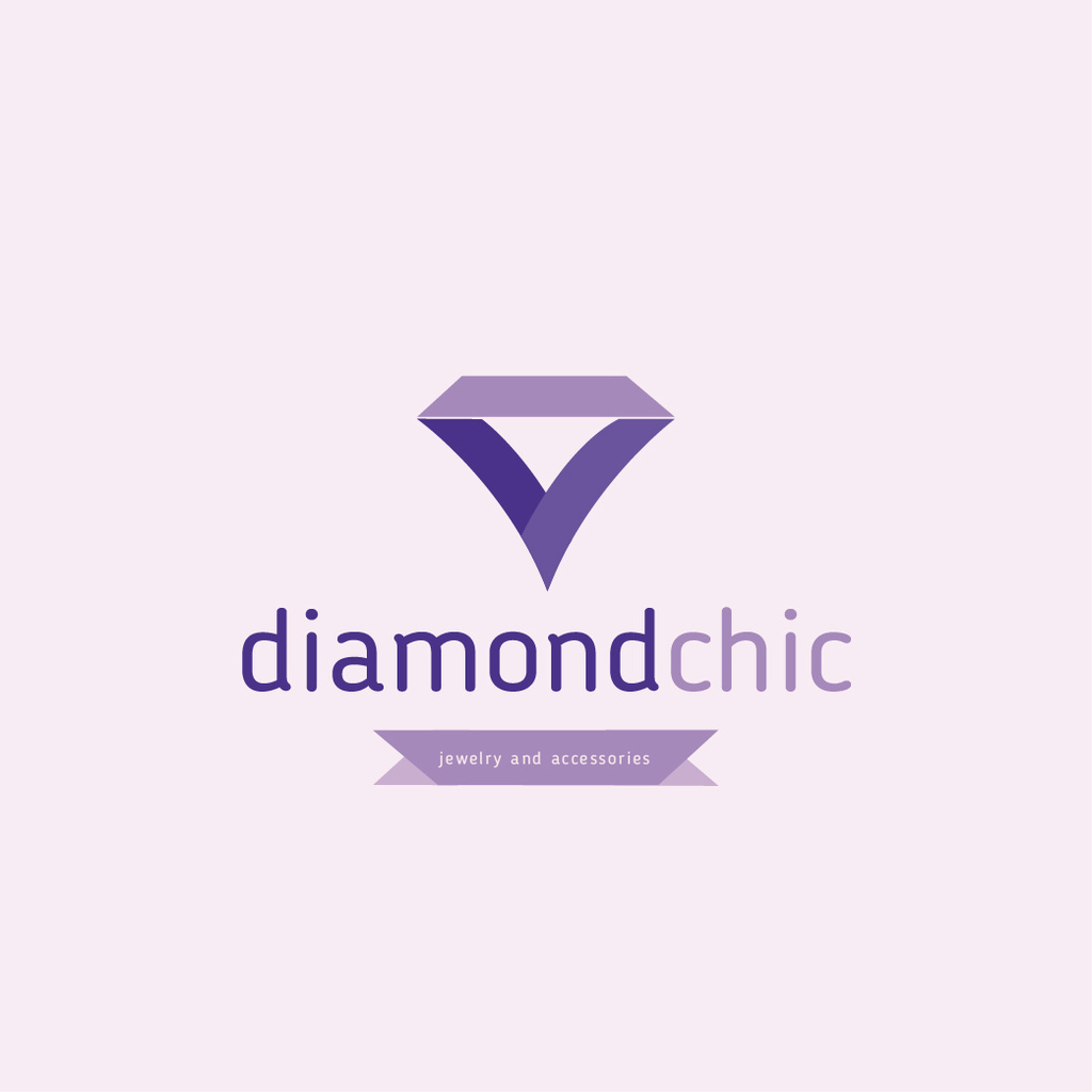 Jewelry Ad with Diamond in Purple Logo Šablona návrhu
