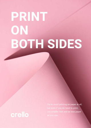 Paper Saving Concept with Curved Sheet in Pink Poster Design Template
