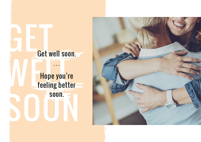 Recovery Wishing with Two women hugging Postcard Design Template