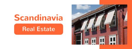 Plantilla de diseño de anuncio inmobiliario con casas escandinavas Facebook cover 