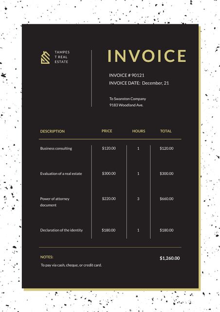 Real Estate Services in White Frame Invoice – шаблон для дизайна