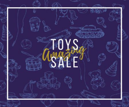 Plantilla de diseño de venta de juguetes para niños diferentes en azul Large Rectangle 