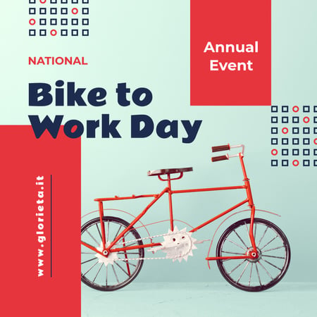 Bike to Work Day Modern City Bicycle in Red Instagram Design Template