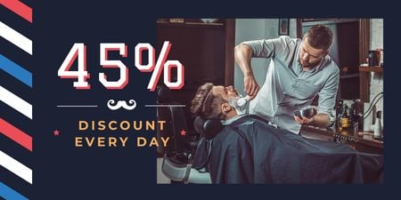Ontwerpsjabloon van Twitter van Man scheren op barbershop