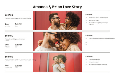 Happy Romantic Couple laughing Storyboard Design Template
