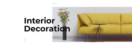 Interior with Sofa in yellow Facebook cover Design Template