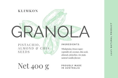 Granola packaging with nuts in green Label tervezősablon