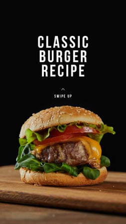 Ontwerpsjabloon van Instagram Story van Fast Food recipe with Tasty Burger