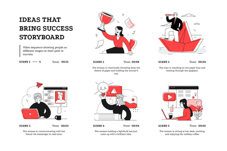 Plantilla de diseño de Successful Business People working on projects Storyboard 