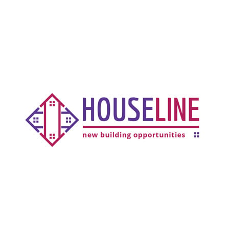 Anúncio da empresa de construção civil com casas residenciais Logo Modelo de Design