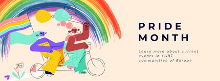 Pride Month Women on Bicycle Facebook Video cover Design Template
