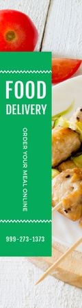 Food Delivery Offer Grilled Chicken on Skewers Skyscraper – шаблон для дизайну