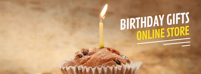 Ontwerpsjabloon van Facebook Video cover van Birthday candle on muffin