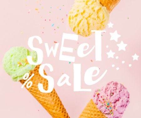 Ice Cream sale with cones Medium Rectangleデザインテンプレート