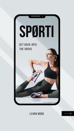 Designvorlage Sports App promotion with Woman training für Mobile Presentation