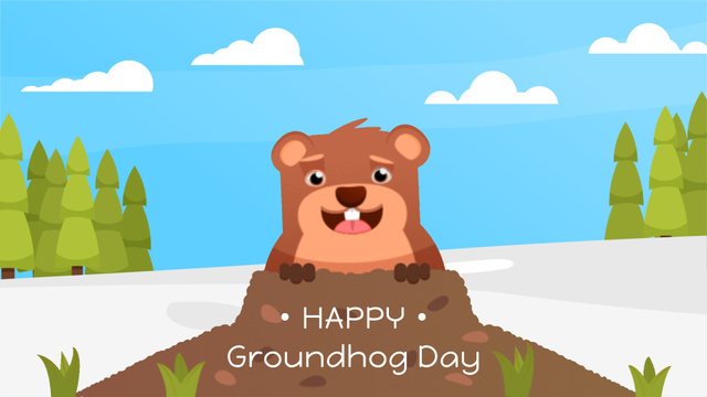Cute funny animal on Groundhog Day Full HD video Design Template