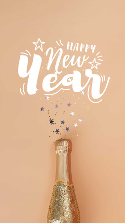 New Year Party Golden Champagne Instagram Story tervezősablon