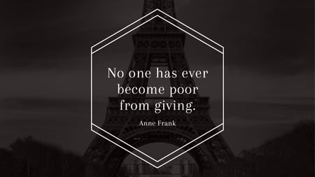 Charity Quote on Eiffel Tower view Title Design Template