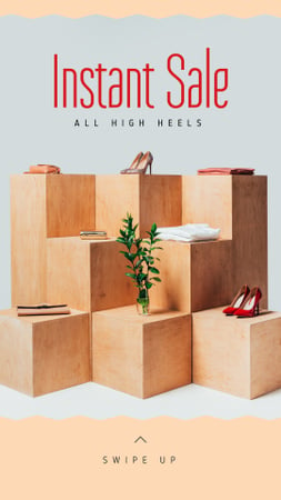 Oznámení o prodeji Stylové boty na podpatku Instagram Story Šablona návrhu