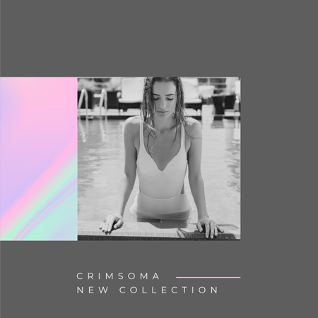 Platilla de diseño Summer Collection announcement with Woman in Pool Instagram