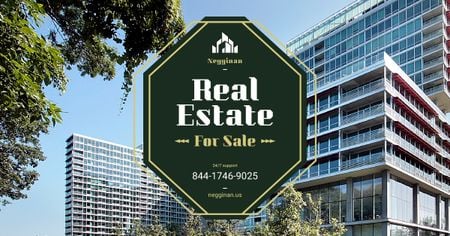 Commercial Real Estate Glass Building Facebook AD Design Template
