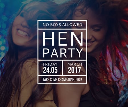 Hen Party invitation with Girls Dancing Facebookデザインテンプレート